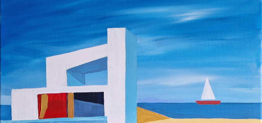 Abstrakte Landschaft Original, UNIKAT, Acryl -Leinwand, 70x50x1,5